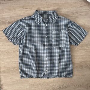 Blue Flannel Shortsleeved Button Up